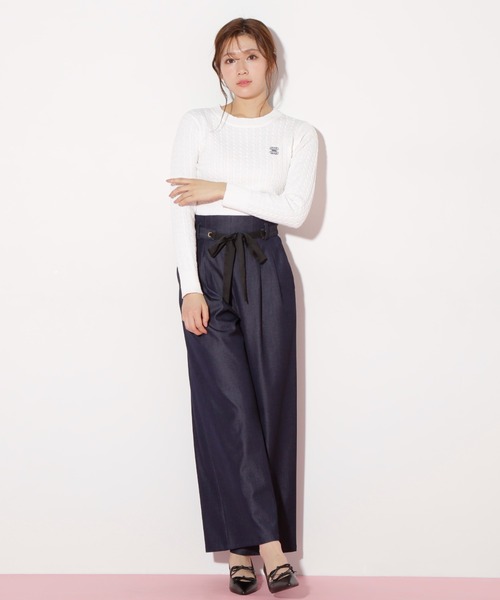 JILL by JILL STUART（ジルバイジルスチュアート）の「◇リボンベルト付きワイドパンツ（その他パンツ・レディース・チャコールグレー/ピンク/インディゴブルー・MEDIUM/SMALL）」の21枚目の写真