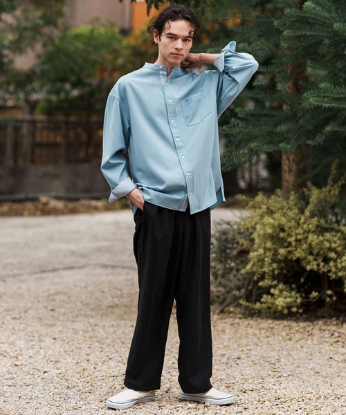 CAMBIO(カンビオ)の「mp13306-Peach Skin Wide Straight Pants ワイドストレートパンツ(その他パンツ・メンズ・ブラック/ベージュ/グレー・S/M/L)」の7枚目の写真