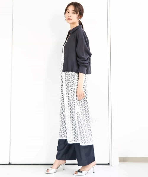 MK MICHEL KLEIN(エムケーミッシェルクラン)の「デニムライクワイドパンツ/洗える(デニムパンツ・レディース・ネイビー・38/36)」の4枚目の写真