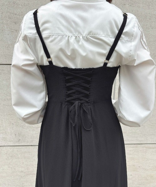 an another angelus(アンアナザーアンジェラス)の「ローズブローチ付きネグリジェ風ワンピース/ fint フィント(ワンピース・レディース・ライトグレー/ブラック・FREE)」の9枚目の写真