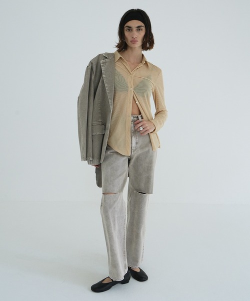 CLANE（クラネ）の「LAYERED SHEER SHIRTS（シャツ/ブラウス・レディース・ベージュ/ブラウン/グレー・1/2）」の7枚目の写真