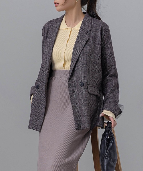 DAY CLOSET（デイ クローゼット）の「【細見え縦ライン】長袖 ポロカラー フロントボタン 細リブ ニット トップス レディース（ニット/セーター・レディース・ネイビー/チャコールグレー/クリーム/グレー・FREE）」の21枚目の写真