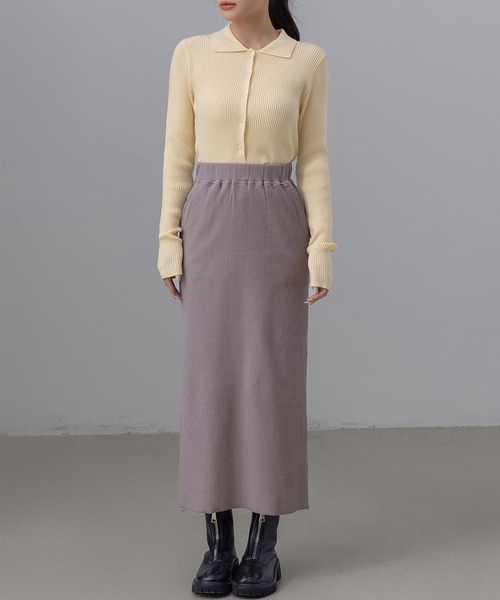 DAY CLOSET（デイ クローゼット）の「【細見え縦ライン】長袖 ポロカラー フロントボタン 細リブ ニット トップス レディース（ニット/セーター・レディース・ネイビー/チャコールグレー/クリーム/グレー・FREE）」の22枚目の写真