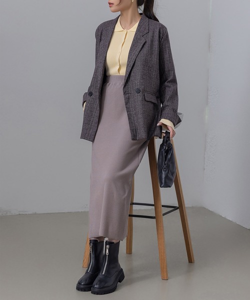 DAY CLOSET（デイ クローゼット）の「【細見え縦ライン】長袖 ポロカラー フロントボタン 細リブ ニット トップス レディース（ニット/セーター・レディース・ネイビー/チャコールグレー/クリーム/グレー・FREE）」の12枚目の写真