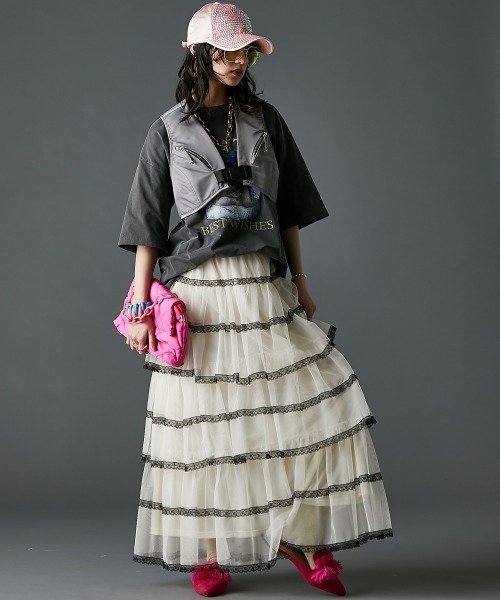 GEVS.（ジェイヴィス）の「綿100％ピグメント染エンジェルプリントTシャツ＜大きいサイズ有＞GEVS.（Tシャツ/カットソー・レディース・ピンク/チャコール・5L/4L/3L/LL/L/M）」の9枚目の写真