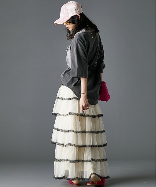 GEVS.（ジェイヴィス）の「綿100％ピグメント染エンジェルプリントTシャツ＜大きいサイズ有＞GEVS.（Tシャツ/カットソー・レディース・ピンク/チャコール・5L/4L/3L/LL/L/M）」の11枚目の写真