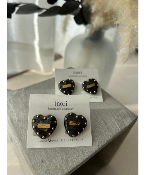 tone(トーン)の「【inori】天然石スタッズmini(ハート)(MA)(イヤリング・レディース・ホワイト×ゴールド/その他/ホワイト×シルバー/ブラック×シルバー/ブラック×ゴールド・FREE)」の10枚目の写真