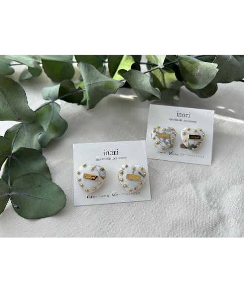 tone(トーン)の「【inori】天然石スタッズmini(ハート)(MA)(イヤリング・レディース・ホワイト×ゴールド/その他/ホワイト×シルバー/ブラック×シルバー/ブラック×ゴールド・FREE)」の8枚目の写真