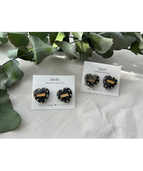 tone(トーン)の「【inori】天然石スタッズmini(ハート)(MA)(イヤリング・レディース・ホワイト×ゴールド/その他/ホワイト×シルバー/ブラック×シルバー/ブラック×ゴールド・FREE)」の7枚目の写真