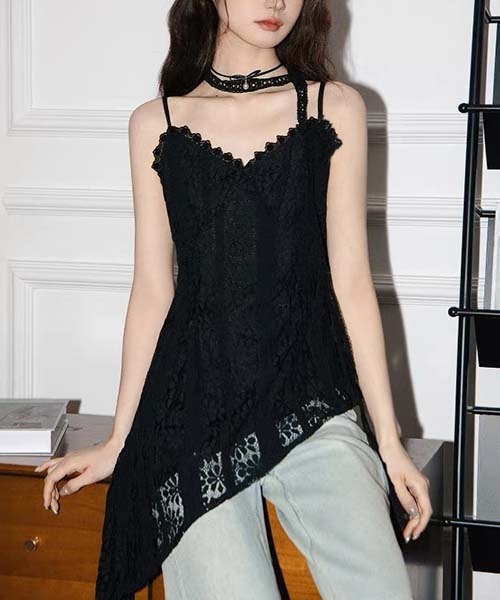 gossip!ロサンゼルス(ゴシップロサンゼルス)の「レース キャミソールワンピース(ワンピース・レディース・ブラック/オフホワイト・FREE)」の8枚目の写真
