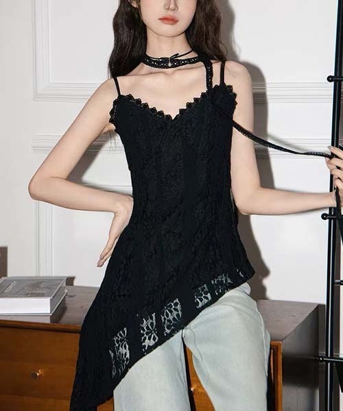 gossip!ロサンゼルス(ゴシップロサンゼルス)の「レース キャミソールワンピース(ワンピース・レディース・ブラック/オフホワイト・FREE)」の11枚目の写真