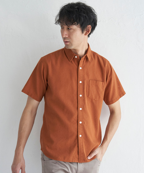 ikka(イッカ)の「パナマレギュラーカラーシャツ(シャツ/ブラウス・メンズ・オレンジ/ネイビー/ベージュ/オフホワイト/ブルー/オリーブ・S/M/L/XL)」の13枚目の写真