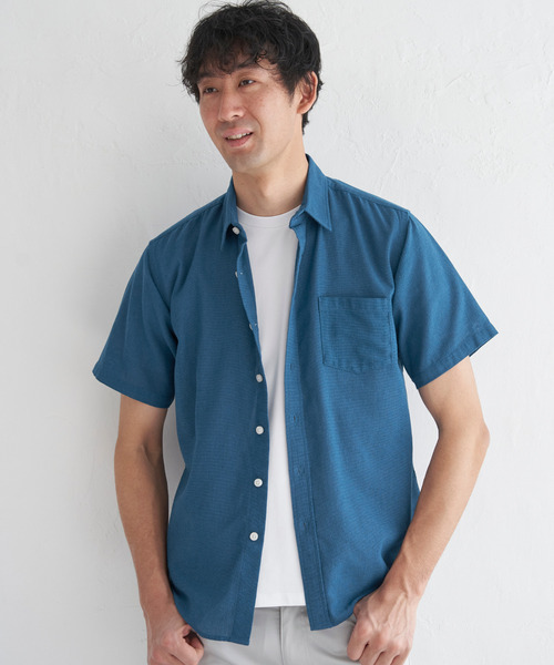 ikka(イッカ)の「パナマレギュラーカラーシャツ(シャツ/ブラウス・メンズ・オレンジ/ネイビー/ベージュ/オフホワイト/ブルー/オリーブ・S/M/L/XL)」の17枚目の写真