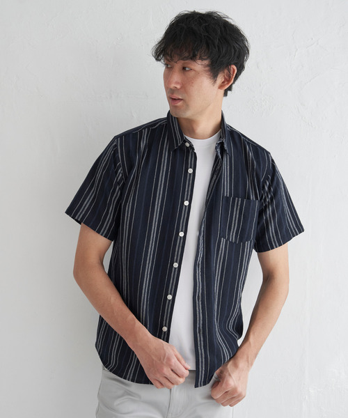 ikka(イッカ)の「パナマレギュラーカラーシャツ(シャツ/ブラウス・メンズ・オレンジ/ネイビー/ベージュ/オフホワイト/ブルー/オリーブ・S/M/L/XL)」の18枚目の写真
