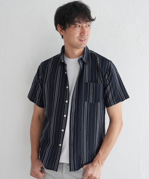 ikka(イッカ)の「パナマレギュラーカラーシャツ(シャツ/ブラウス・メンズ・オレンジ/ネイビー/ベージュ/オフホワイト/ブルー/オリーブ・S/M/L/XL)」の19枚目の写真