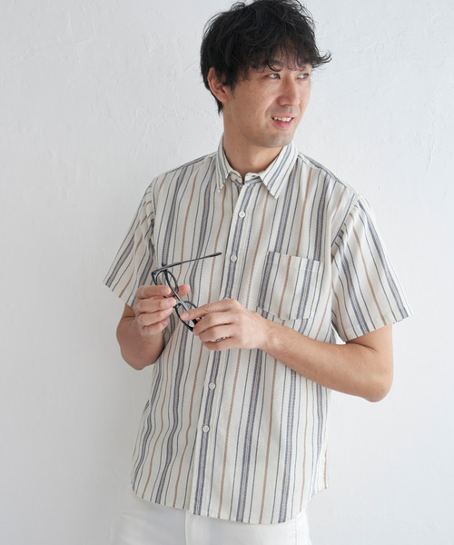 ikka(イッカ)の「パナマレギュラーカラーシャツ(シャツ/ブラウス・メンズ・オレンジ/ネイビー/ベージュ/オフホワイト/ブルー/オリーブ・S/M/L/XL)」の11枚目の写真
