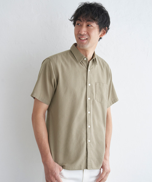 ikka(イッカ)の「パナマレギュラーカラーシャツ(シャツ/ブラウス・メンズ・オレンジ/ネイビー/ベージュ/オフホワイト/ブルー/オリーブ・S/M/L/XL)」の21枚目の写真