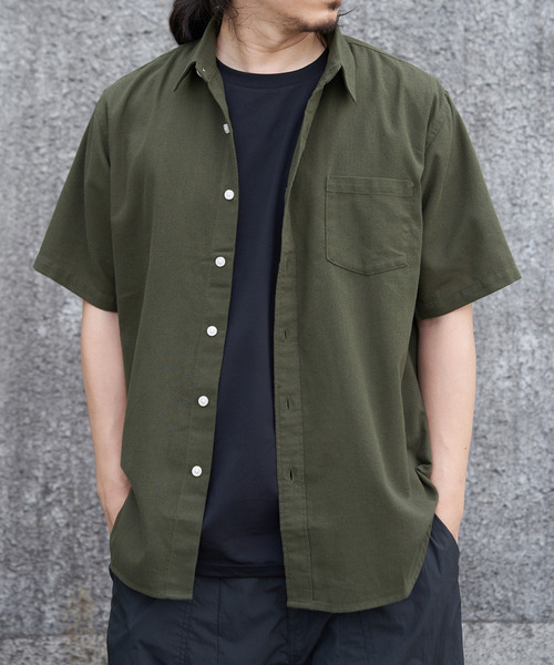 ikka(イッカ)の「パナマレギュラーカラーシャツ(シャツ/ブラウス・メンズ・オレンジ/ネイビー/ベージュ/オフホワイト/ブルー/オリーブ・S/M/L/XL)」の7枚目の写真