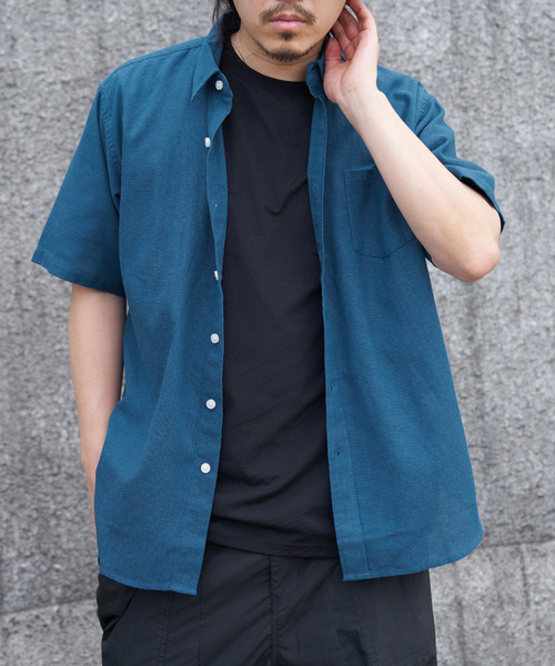 ikka(イッカ)の「パナマレギュラーカラーシャツ(シャツ/ブラウス・メンズ・オレンジ/ネイビー/ベージュ/オフホワイト/ブルー/オリーブ・S/M/L/XL)」の9枚目の写真