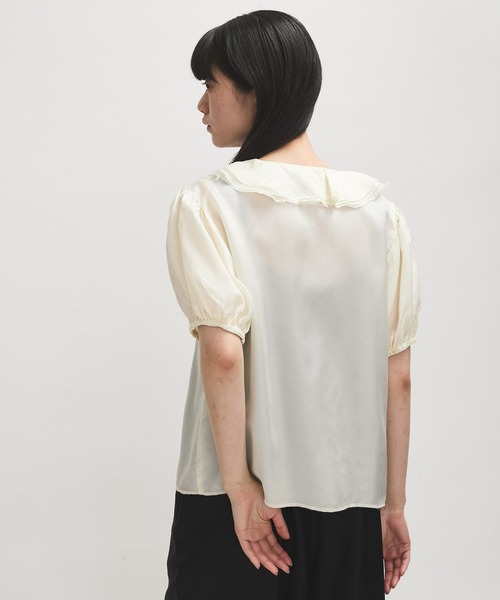 PROVOKE (プロヴォーク)の「【PROVOKE(プロヴォーク)】別注 cupro raffle collar blouse(シャツ/ブラウス・レディース・チャコールグレー/ホワイト系その他・FREE)」の3枚目の写真