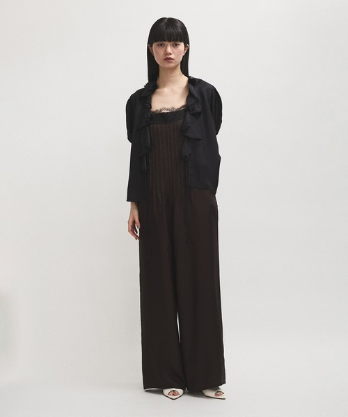 PROVOKE (プロヴォーク)の「【PROVOKE(プロヴォーク)】別注 cupro raffle collar blouse(シャツ/ブラウス・レディース・チャコールグレー/ホワイト系その他・FREE)」の4枚目の写真