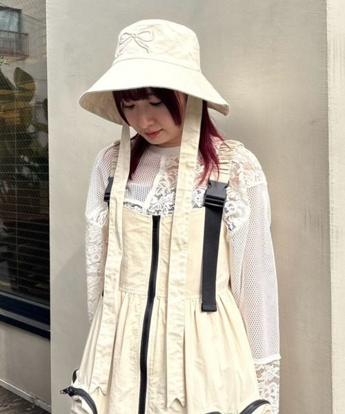 Candy Stripper（キャンディストリッパー）の「RIBBON BUCKET ハット（ハット・レディース・ブラック/アイボリー・FREE）」の5枚目の写真