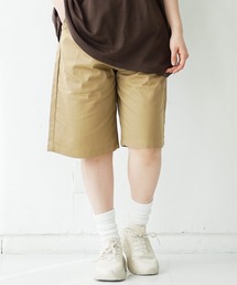 コットンツイルバギーショーツ ワイドショートパンツ バミューダ短パン