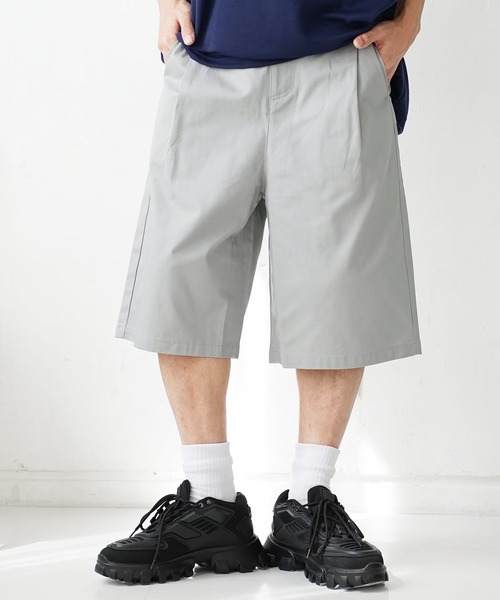 Beno（ビーノ）の「コットンツイルバギーショーツ ワイドショートパンツ バミューダ短パン（その他パンツ・メンズ・キナリ/ブラック/ライトグレー/ホワイト/チャコールグレー/ベージュ/ネイビー/オリーブ/サックスブルー・MEDIUM/LARGE/X-LARGE）」の5枚目の写真