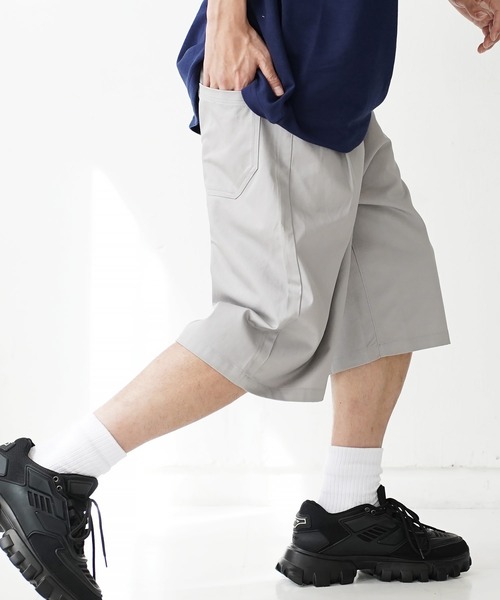 Beno（ビーノ）の「コットンツイルバギーショーツ ワイドショートパンツ バミューダ短パン（その他パンツ・メンズ・キナリ/ブラック/ライトグレー/ホワイト/チャコールグレー/ベージュ/ネイビー/オリーブ/サックスブルー・MEDIUM/LARGE/X-LARGE）」の10枚目の写真