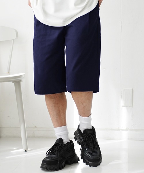 Beno（ビーノ）の「コットンツイルバギーショーツ ワイドショートパンツ バミューダ短パン（その他パンツ・メンズ・キナリ/ブラック/ライトグレー/ホワイト/チャコールグレー/ベージュ/ネイビー/オリーブ/サックスブルー・MEDIUM/LARGE/X-LARGE）」の20枚目の写真