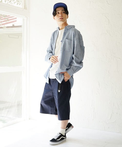 Beno（ビーノ）の「コットンツイルバギーショーツ ワイドショートパンツ バミューダ短パン（その他パンツ・メンズ・キナリ/ブラック/ライトグレー/ホワイト/チャコールグレー/ベージュ/ネイビー/オリーブ/サックスブルー・MEDIUM/LARGE/X-LARGE）」の19枚目の写真