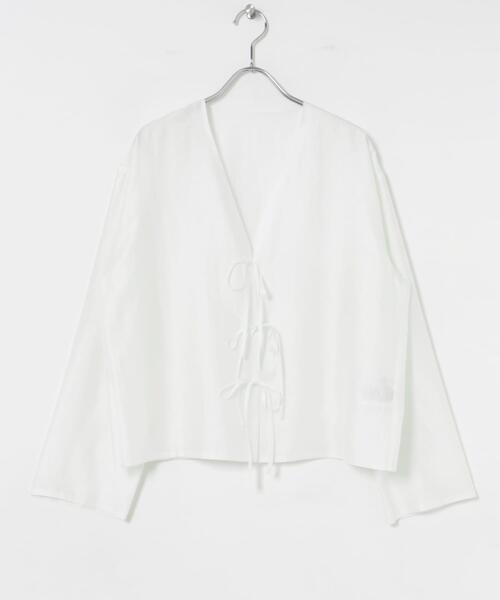 URBAN RESEARCH（アーバンリサーチ）の「フロントリボンシアージャケット（シャツ/ブラウス・レディース・ブラック/イエロー系その他/オフホワイト・FREE）」の14枚目の写真