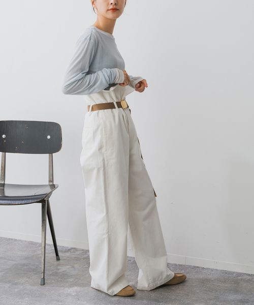 Spick & Span（スピックアンドスパン）の「《追加》Higuchi*S2WAYハイウエストパンツ（チノパンツ・レディース・ホワイト/ベージュ・40/38/36/34）」の9枚目の写真