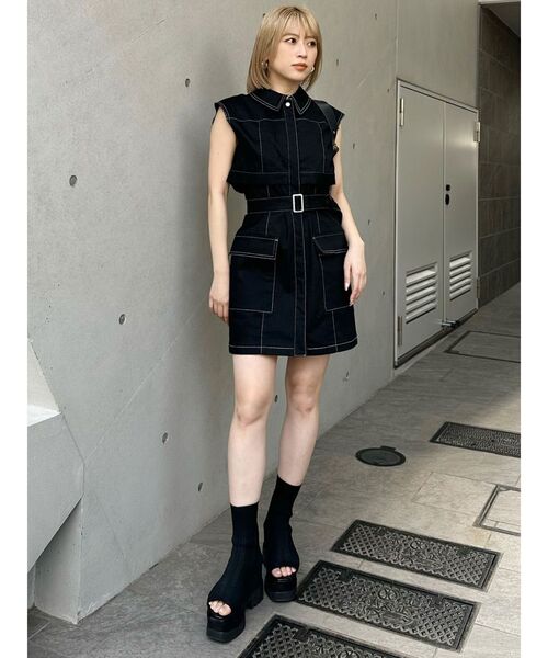 MURUA(ムルーア)の「ステッチミニワンピース(ワンピース・レディース・ブラック/アイボリー・FREE)」の13枚目の写真