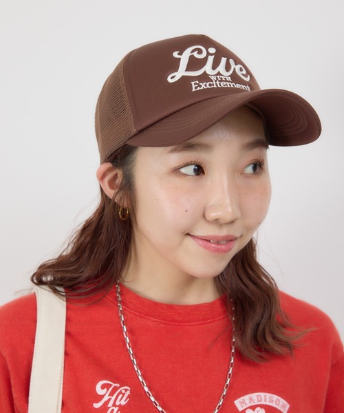 RODEO CROWNS WIDE BOWL（ロデオクラウンズワイドボウル）の「メッセージメッシュキャップ（キャップ・レディース・ライトブルー/ブラック/ブラウン/オレンジ/ブルー/ターコイズブルー/ピンク/レッド・FREE）」の2枚目の写真