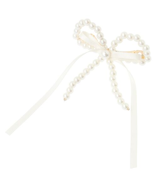 パールサテンリボンバレッタ（バレッタ/ヘアクリップ）｜Maison