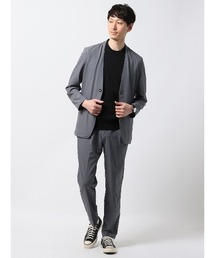 SUIT SQUARE（スーツスクエア）の「WEB限定 PERFORMANCE SUIT【3点セット】ノーカラージャケット＆パンツ＆Tシャツセットアップ 裾上げ済み（スーツセット）」
