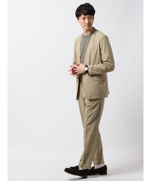 SUIT SQUARE（スーツスクエア）の「WEB限定 PERFORMANCE SUIT【3点セット】ノーカラージャケット＆パンツ＆Tシャツセットアップ 裾上げ済み（スーツセット）」