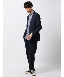 SUIT SQUARE（スーツスクエア）の「WEB限定 PERFORMANCE SUIT【3点セット】ノーカラージャケット&パンツ&Tシャツセットアップ 裾上げ済み（スーツセット）」