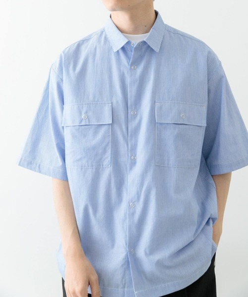 ITEMS URBANRESEARCH（アイテムズ アーバンリサーチ）の「ストライプリングドットボタン半袖シャツ（シャツ/ブラウス・メンズ・ブルー/ブラック・LARGE/MEDIUM）」の3枚目の写真