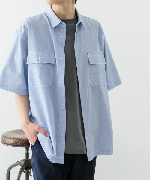 ITEMS URBANRESEARCH（アイテムズ アーバンリサーチ）の「ストライプリングドットボタン半袖シャツ（シャツ/ブラウス・メンズ・ブルー/ブラック・LARGE/MEDIUM）」の9枚目の写真