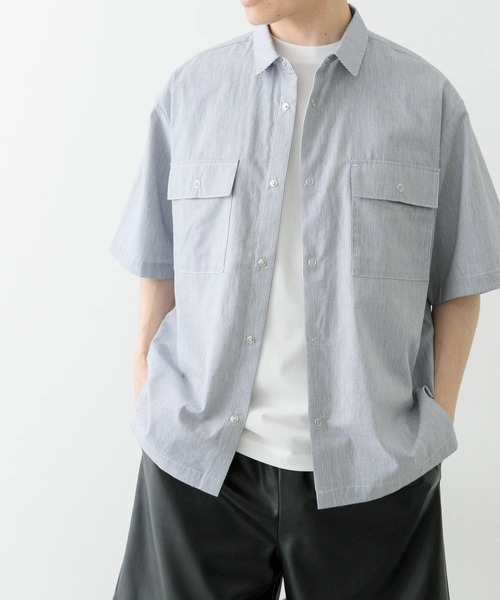 ITEMS URBANRESEARCH（アイテムズ アーバンリサーチ）の「ストライプリングドットボタン半袖シャツ（シャツ/ブラウス・メンズ・ブルー/ブラック・LARGE/MEDIUM）」の13枚目の写真