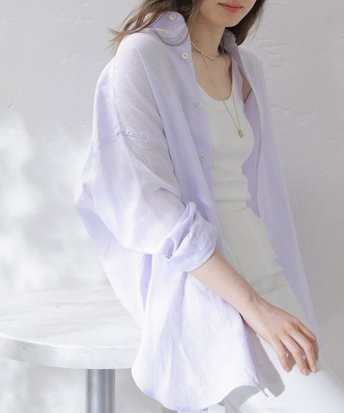 La TOTALITE(ラトータリテ)の「【洗える】TICCA/ティッカ リネンスクエアビッグシャツUNI(シャツ/ブラウス・レディース・サックスブルー/ピンク/ベージュ・FREE)」の3枚目の写真