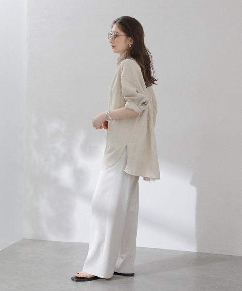 La TOTALITE(ラトータリテ)の「【洗える】TICCA/ティッカ リネンスクエアビッグシャツUNI(シャツ/ブラウス・レディース・サックスブルー/ピンク/ベージュ・FREE)」の5枚目の写真