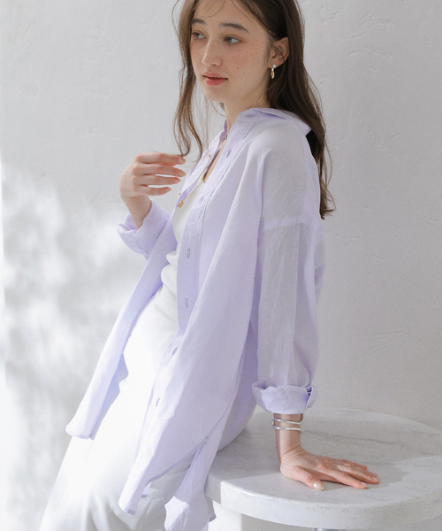La TOTALITE(ラトータリテ)の「【洗える】TICCA/ティッカ リネンスクエアビッグシャツUNI(シャツ/ブラウス・レディース・サックスブルー/ピンク/ベージュ・FREE)」の11枚目の写真