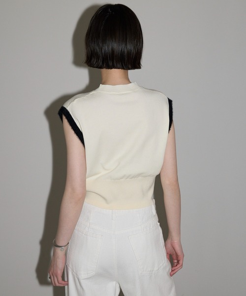 袖バイカラータンクニットベスト】（ベスト）｜leimn（レイムン