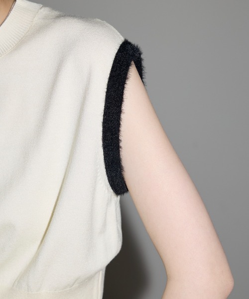 leimn（レイムン）の「【袖バイカラータンクニットベスト】（ベスト・レディース・ブラック/ホワイト・M）」の7枚目の写真