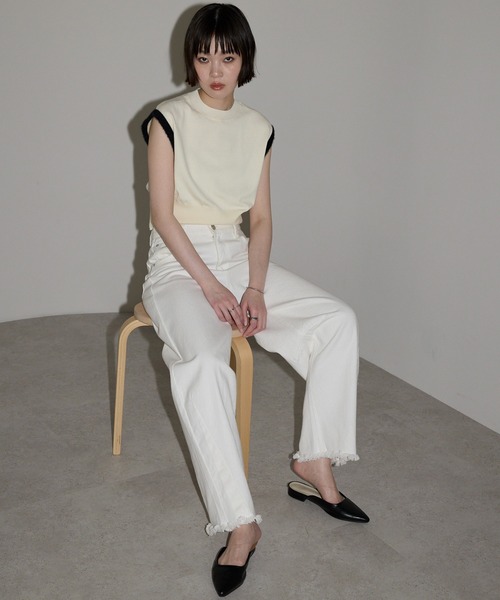 leimn（レイムン）の「【袖バイカラータンクニットベスト】（ベスト・レディース・ブラック/ホワイト・M）」の9枚目の写真