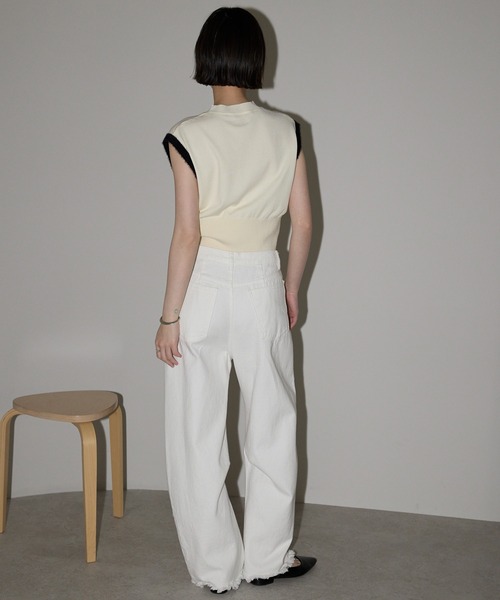 leimn（レイムン）の「【袖バイカラータンクニットベスト】（ベスト・レディース・ブラック/ホワイト・M）」の11枚目の写真