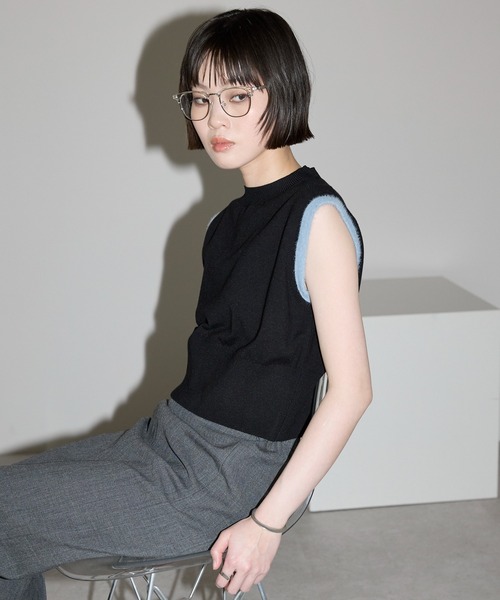 leimn（レイムン）の「【袖バイカラータンクニットベスト】（ベスト・レディース・ブラック/ホワイト・M）」の12枚目の写真